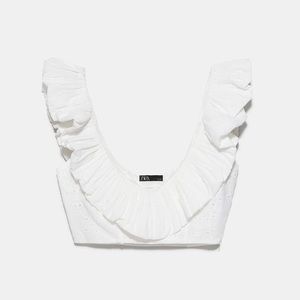 Zara Crop Top with Cutwork Embroidery TRF